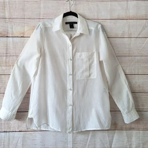 Marc by Marc Jacobs Parchment Shirt Pearl Button Cream Color Roll Tab Sleeve